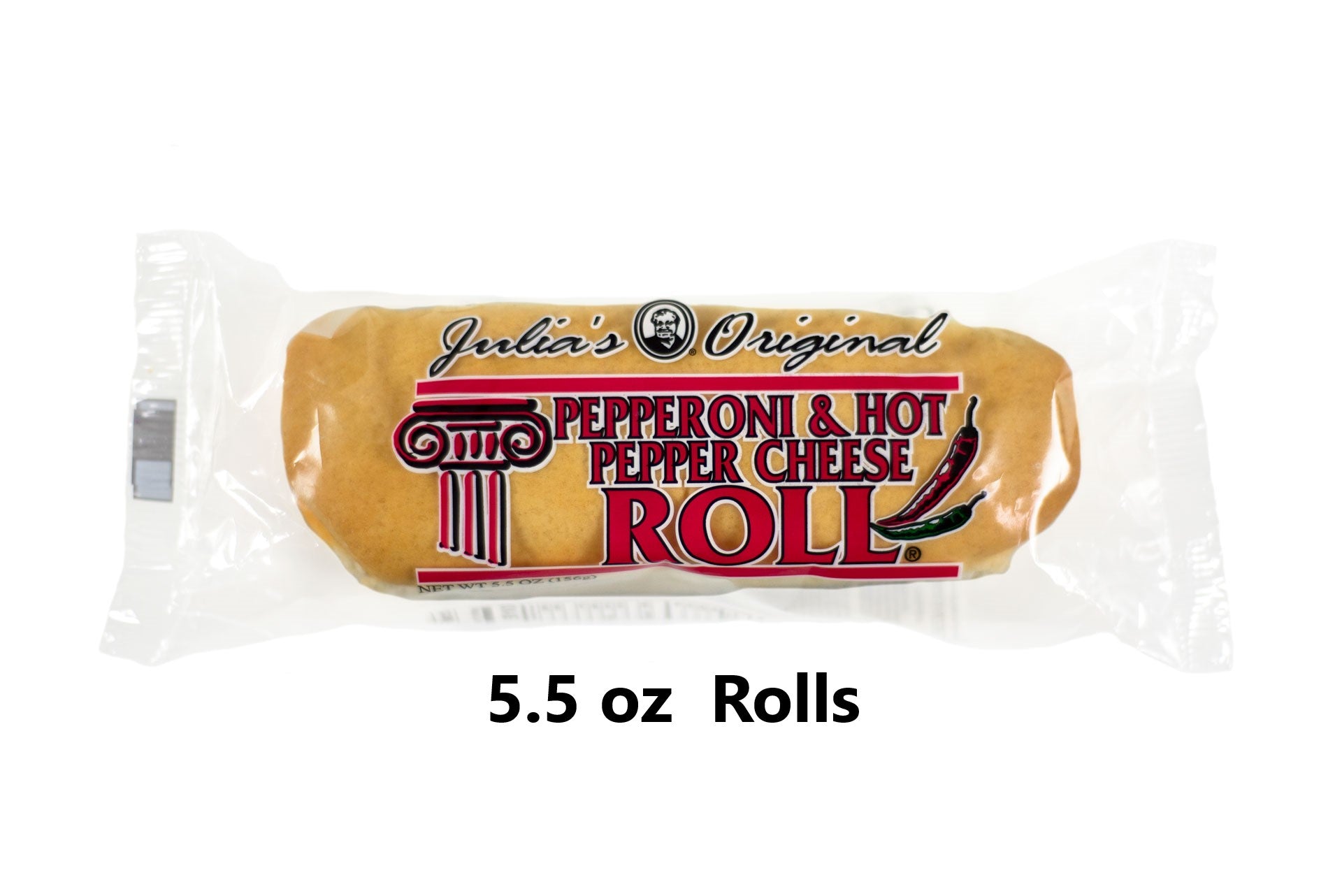 Julia's Pepperoni Roll 5.5oz. Pepperoni and Hot Pepper Cheese (Case